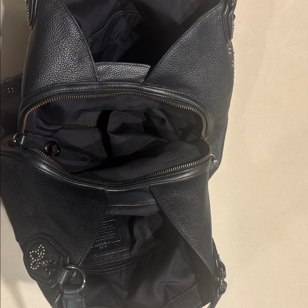 Coach Black Studded Shoulder Bag - Picture 6 of 9